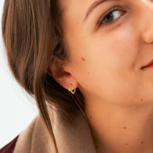 Miniatura 2 de VACRONA - Aretes tipo arracada de aro para mujer, chapados en oro de 14 quilates, diseño de Huggie