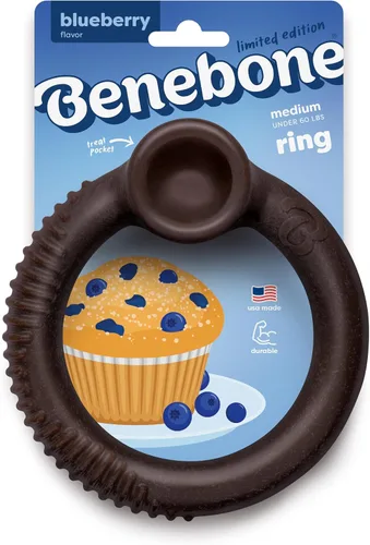 Miniatura 8 de Benebone Ring - Juguete masticable duradero para perros para masticadores agresivos, edición limitada, sabor arándano, pequeño