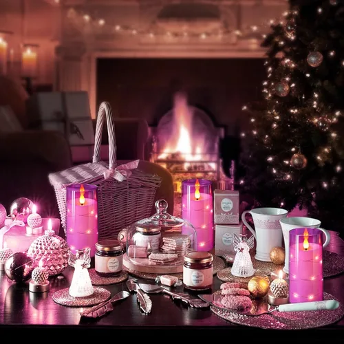 Miniatura 5 de NURADA Velas parpadeantes sin llama: Velas LED acrílicas con mechas 3D, luces de cadena de estrellas incorporadas, operadas por batería, con control