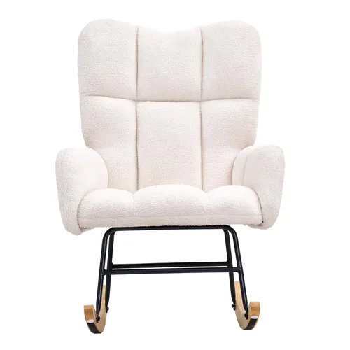 Miniatura 9 de VEVOR Mecedora para guardería, mecedora deslizante con asiento suave y respaldo alto, capacidad de peso de 250 libras, tela de peluche, silla