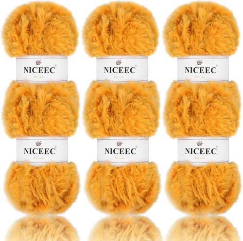 Miniatura 89 de NICEEC Hilo de Pelo Sintético Super Suave, Grueso y Esponjoso, Hilo de Pestañas para Crochet y Tejido (Longitud Total 192m/9.1kg) - Otoño/300g