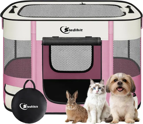 Miniatura 25 de Corralito para perros, gatos y mascotas, corralito portátil para perros en interiores y exteriores, viajes, camping, carpa jaula plegable para Gris