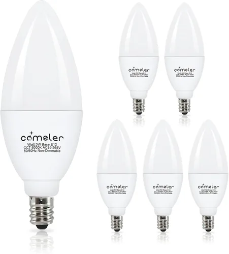 Miniatura 11 de comzler - Foco LED E12 de Candelabro, bombillas LED para ventilador de techo equivalentes a 60 W, focos LED de araña de luz diurna 5000K, bombilla