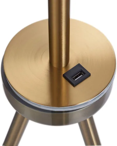 Miniatura 8 de Versanora Myra - Lámpara de pie con trípode de lectura moderna con puerto USB y mesa de cristal, pantalla blanca, acabado negro
