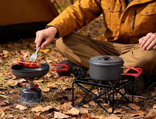 Miniatura 8 de Alocs Camping Cookware Set Camping Gear, Compact Camping Pots and Pans Set, Durable Hard Alumina Camping Cooking Set for Outdoor Backpacking Camping