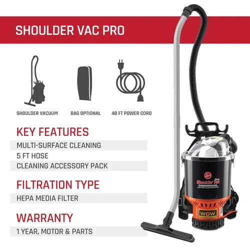 Miniatura 2 de Aspirador hombro Vac Pro sin bolsa Hoover Commercia ligera mochila aspiradora c2401