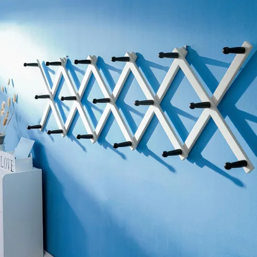 Miniatura 3 de SKOLOO Perchero para sombreros de pared con 17 ganchos, madera maciza, moderno, ampliable, perchero de pared para abrigos, sombreros, bolsos, gorras