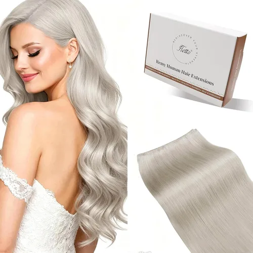 Hetto - Extensiones de cabello humano de trama color rubio platino, 12 pulgadas, 2.47 onzas, #60 | Coser en trama, volumen natural diario, suave,