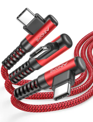 AINOPE - Cable USB C a USB [Paquete de 3 unidades 3.3 pies/6.6 pies/10 pies] 3.1A USB carga rápida en ángulo recto, cable de carga USB C trenzado de