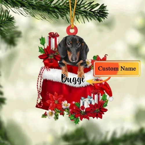 Miniatura 141 de Perro Akita Inu personalizado en bolsa de regalo, adorno de Navidad, nombre personalizado, regalo para amantes de los perros, familia, Navidad