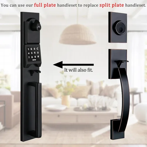Miniatura 9 de NEWBANG Cerradura electrónica inteligente para puerta con teclado para una sola puerta, manija electrónica sin llave para puerta delantera con Negro