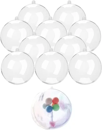 Miniatura 8 de 10 bolas decorativas de plástico transparente de relleno de 2.75 pulgadas, bola transparente para manualidades, Navidad, cumpleaños, boda, fiesta