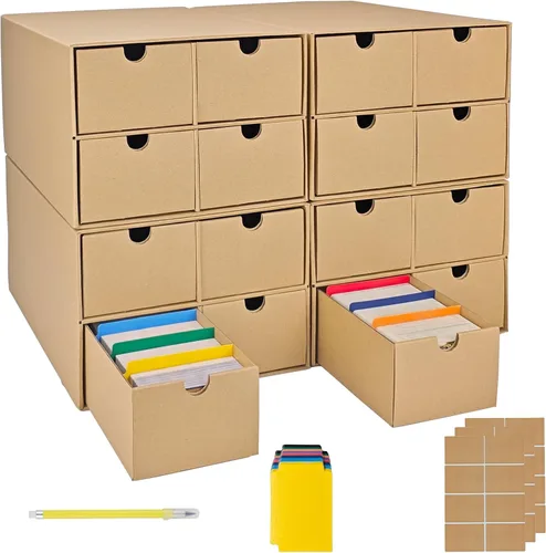 Miniatura 10 de 4 juegos de cajas de almacenamiento de tarjetas coleccionables, incluye 16-750 cajas CT y 64 divisores, más de 12000 tarjetas coleccionables