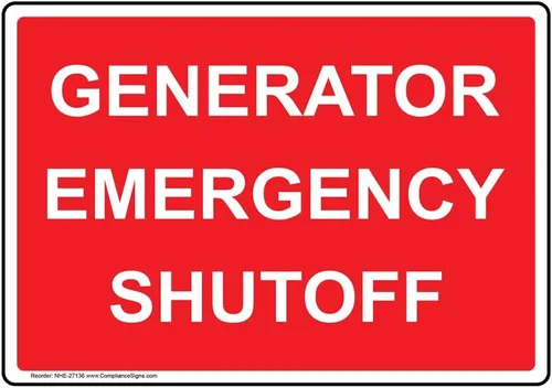 ComplianceSigns. com Generator - Adhesivo para etiquetas de cierre de emergencia, 5 x 3.5 pulgadas, paquete de 4 unidades de vinilo para color rojo