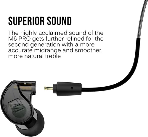 Miniatura 3 de MEE audio M6 PRO - Auriculares monitores intrauditivos para músicos, modelo de 2ª generación con sonido mejorado, ganchos de alambre de memoria