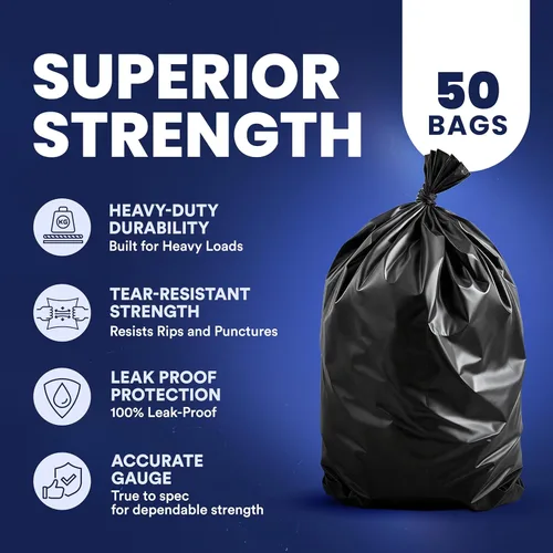 Miniatura 4 de Plasticplace Bolsas de basura de 55-60 galones │ 1.2 mil │ Revestimientos negros resistentes para botes de basura │ 38 pulgadas x 58 pulgadas