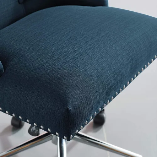 Miniatura 7 de Modway Regent - Silla de oficina giratoria de tela tapizada con botones capitoné y ribete de cabeza de clavo en color azul