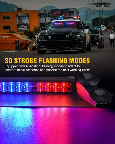 Miniatura 4 de LUMENIX Barra de luces estroboscópicas de emergencia LED para salpicadero con controlador, parabrisas, visera, advertencia de seguridad, luz