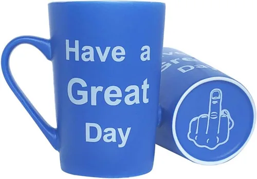 Miniatura 13 de LaTazas MAUAG idea divertida para regalo de navidad - taza de café de porcelana de 13 onzas con leyenda "Have a Great Day" y dedo anular en el Negro