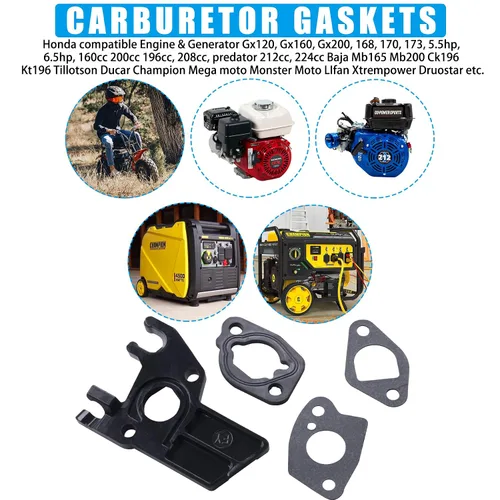 Miniatura 5 de JINGKE Juntas de carburador compatibles con Honda GX200 y Clones Coleman Predator 212cc Ct200u Bt200x 159cc 196cc 224cc etc. 5 paquetes (para motor)