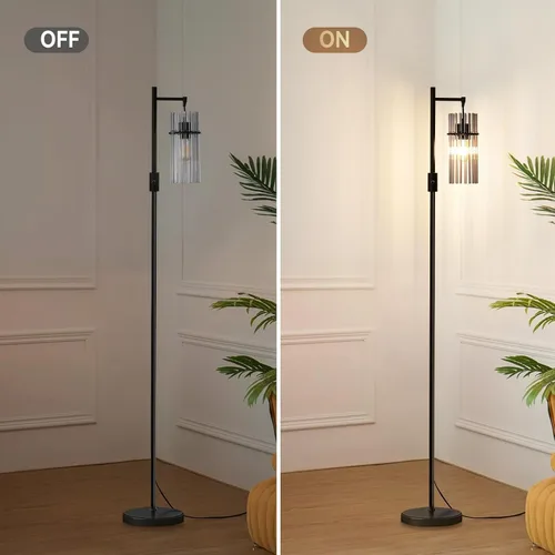 Miniatura 7 de Lámparas de pie industriales para sala de estar, lámpara de pie regulable, lámparas de pie modernas con pantalla de vidrio, interruptor giratorio