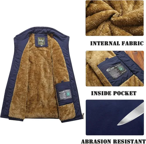 Miniatura 2 de Msmsse Chaleco acolchado de invierno para hombre, chaleco acolchado con cuello alto, chaleco acolchado cálido