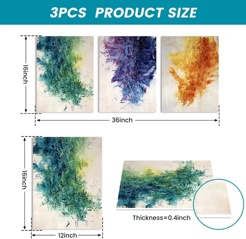 Miniatura 6 de Paneles Acústicos Arte de Pared que Absorbe Sonido, 16"X12" Paneles de Pared Acústicos Arte, 3Pcs Paneles de Pared Insonorizados Autoadhesivos, Tinta