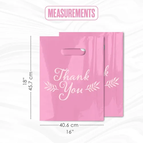 Miniatura 2 de Houseables Bolsas de agradecimiento, bolsas de mercancía, con asas, plástico, para compras, venta al por menor, regalo, pequeñas empresas, boutique