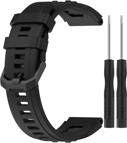 Correas de reloj compatibles con Amazfit T-Rex Ultra Smart Watch Band de silicona suave de repuesto para mujeres y hombres Negro