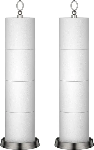 Miniatura 12 de ROLABAM Soporte de papel higiénico pesado (con función de reserva) de pie, soporte de almacenamiento de rollos de papel higiénico de repuesto