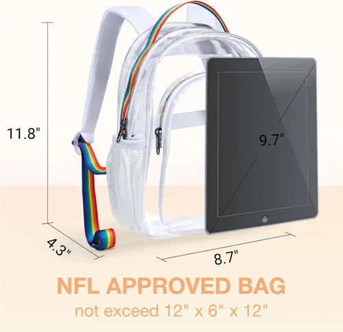 Miniatura 2 de LIGHT FLIGHT Mochila transparente con correas acolchadas reforzadas mochila transparente de PVC resistente Viajar