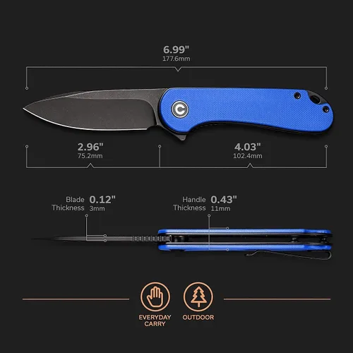 Miniatura 3 de CIVIVI Elementum Green G10 Mango incluido con nueva versión de mango azul G10, gran compañero de cuchillo plegable EDC