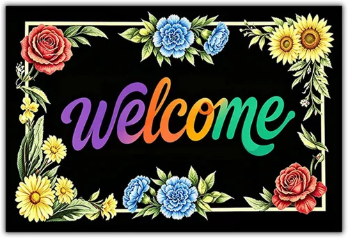 Miniatura 12 de Felpudo con texto en inglés «Bless This Home and All Who Intre», diseño floral de bienvenida, decoración de baño