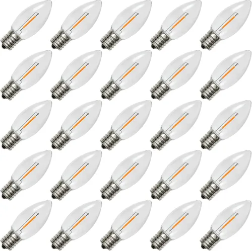 Miniatura 8 de Paquete de 25 bombillas LED C7 de luz nocturna, bombillas LED C7 de repuesto para cadena de luces de Navidad, 0.6 vatios equivalentes a 7 vatios, C7