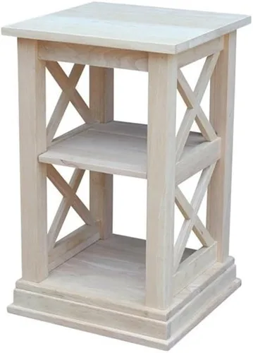 Miniatura 9 de IC International Concepts Hampton - Mesa decorativa de madera maciza con estantes, color negro