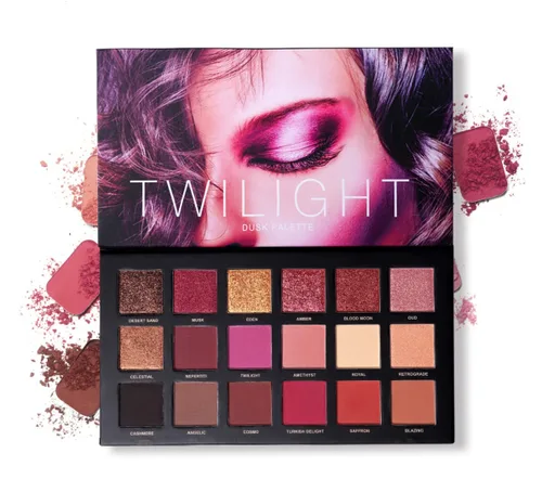 UCANBE Paleta de maquillaje profesional de sombra de ojos de 18 colores, alta pigmentación, 10 mate + 7 brillantes + 1 purpurina metálica, POLVO