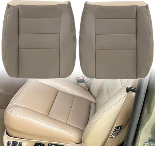 GXARTS Funda de Asiento de Reemplazo de Cuero para Conductor y Pasajero, Parte Inferior, TAN 4H 8H, Compatible con Ford F250 F350 F450 F550 Super