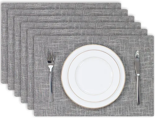 Miniatura 30 de Kevin Textile - Juego de 4 manteles individuales resistentes al calor, lavables, para fiestas, bufé, cenas, 13 x 19 pulgadas, color negro