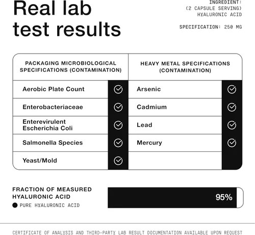 Miniatura 9 de Toniiq Suplementos de ácido hialurónico - Probado en laboratorio 95% de pureza ultra alta - Fermentado y biodisponible con vitamina C - Probado