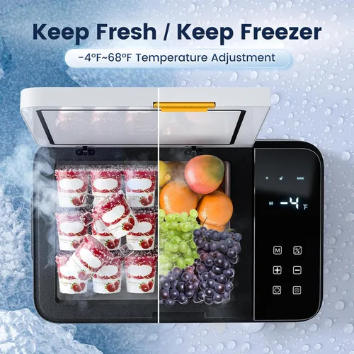 Miniatura 3 de HCALORY Refrigerador de auto de 12 voltios, 22 cuartos, refrigerador de auto con pantalla táctil grande, congelador portátil con compresor, mini