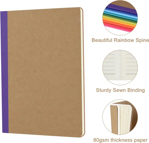 Miniatura 2 de ZCZN Paquete de 8 cuadernos rayados coloridos a granel, diarios A5 con 8 colores, 60 páginas/30 hojas, 8.3 x 5.5 pulgadas, papel rayado