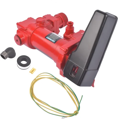 Miniatura 4 de Bomba de transferencia de combustible roja resistente de 115 V 15 GPM AC con protección térmica de sobrecarga para aceite, combustible, gasolina