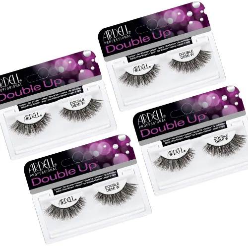 Miniatura 13 de Ardell Pestañas postizas Double Up 208, color negro, volumen dramático, tira completa, pestañas acampanadas y gruesas para un aspecto atrevido