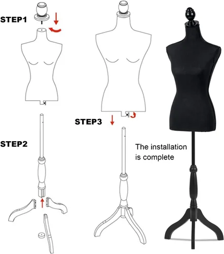 Miniatura 3 de HCY Maniquíes femeninos forma de vestido de torso para exhibición, maniquí de cuerpo de maniquí, soporte de maniquí de 60 a 67 pulgadas de altura