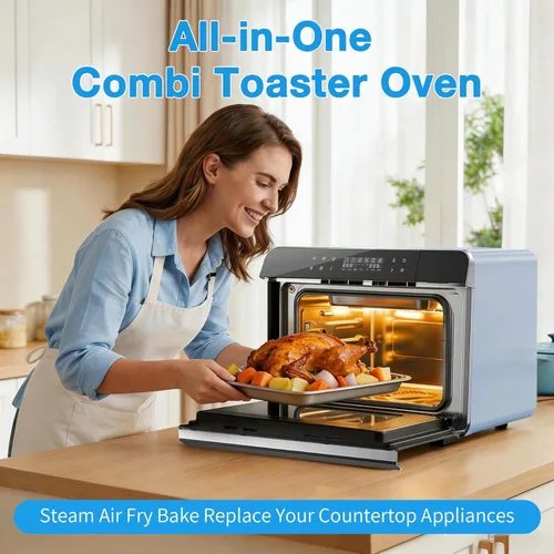 Miniatura 2 de ROBAM Horno combinado con freidora de aire tostadora, horno de vapor de encimera 14 en 1 con convección de vapor para asar y hornear, cocción