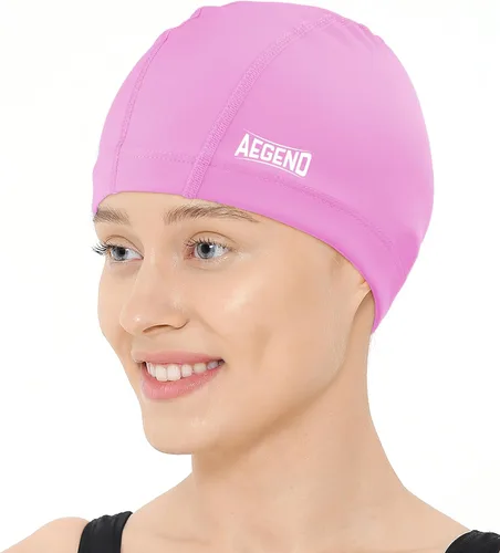 Miniatura 9 de Aegend Gorro de natación de tela, capa impermeable de silicona, gorra de natación de tela transpirable, mantiene el cabello seco con alta