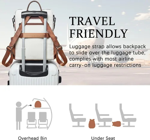 Miniatura 5 de Shrrie - Mochila vegana de cuero para laptop de 14 pulgadas para mujer, mochila de trabajo, mochila de moda, mochila de viaje, bolso para negocios