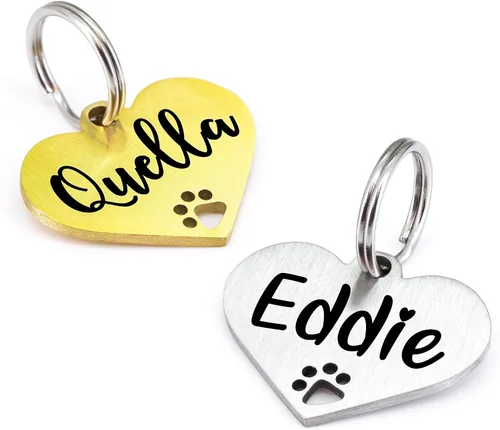 Miniatura 20 de Ultra Joys Placas de Identificación para Perros Personalizadas para Mascotas - Placa de ID Personalizada con Pata Hueca - Placa Grabada para Perros