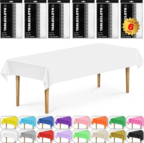 Miniatura 12 de DecorRack 2 Manteles rectangulares de plástico libres de BPA, 54 x 108 pulgadas, mantel de mesa para comedor, mantel rectangular para fiestas