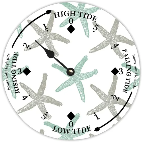 Miniatura 19 de Reloj de marea de madera con concha de caracola, hora del océano, marea alta costera, reloj de marea baja, movimiento de marea náutica de madera
